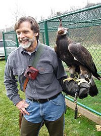 Jack Hubley holding hawk